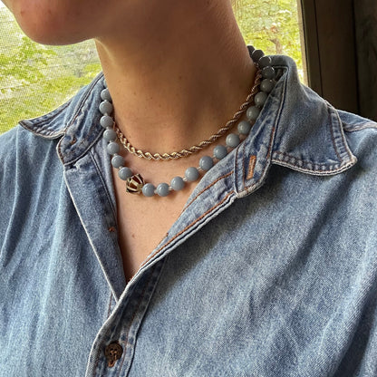 blue angelite + vintage glass