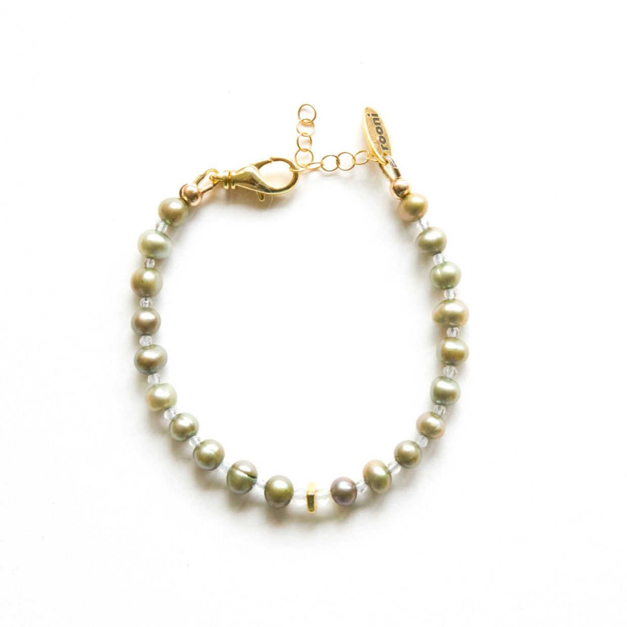 dark green pearls + gold luster glazed ceramic - braclet