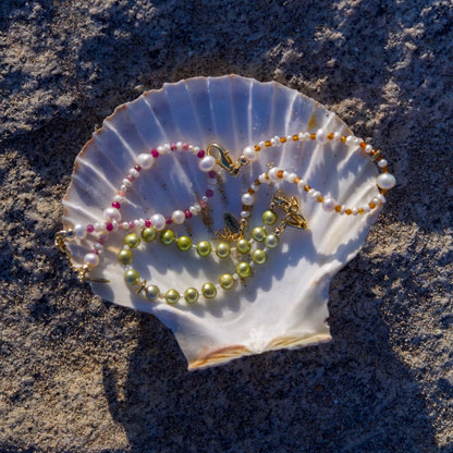 freshwater pearls + orange sapphire - bracelet