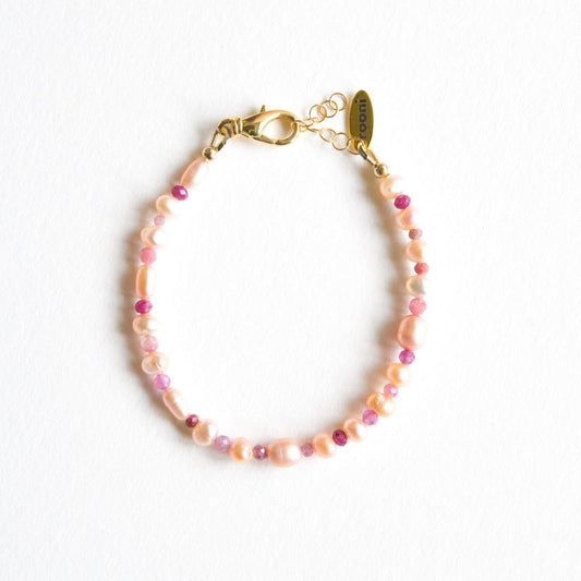 pink pearls + rubies - bracelet