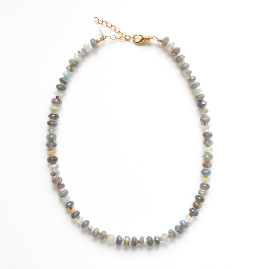 labradorite + mixed gem + gold luster glazed ceramic